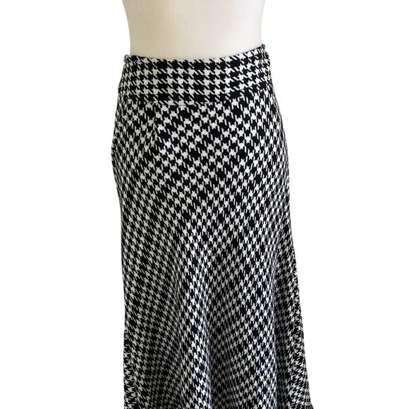 East 5th Maxi Skirt Houndstooth Black White SZ10 Classic Preppy A-Line - Picture 5 of 8